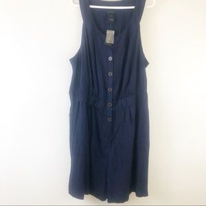 Lane Bryant sleeveless Button Dow Blue Romper 28